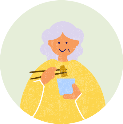 男性がご飯を食べているイラスト