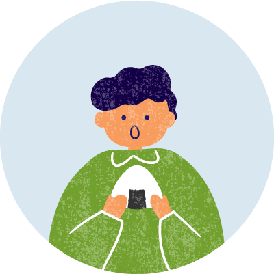 女性がご飯を食べているイラスト